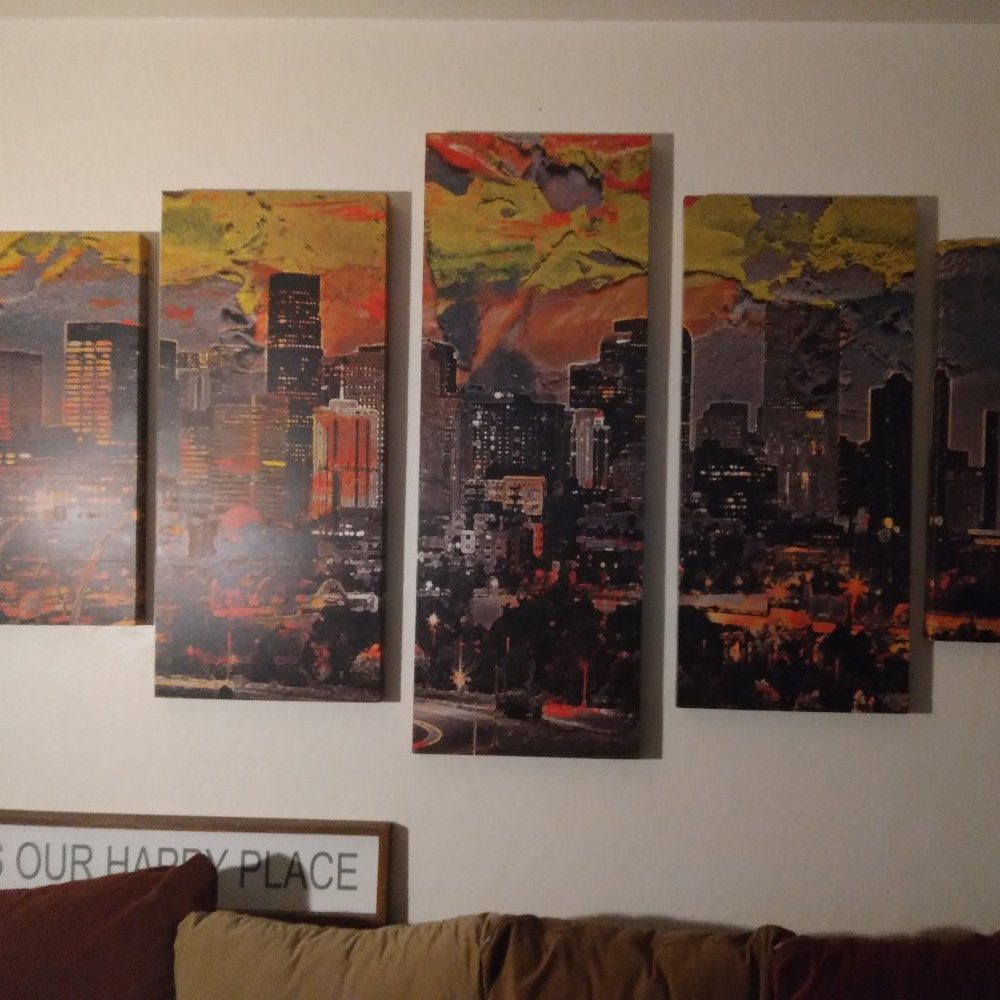 HANDMADE 5-Piece Abstract Denver Skyline Canvas Set